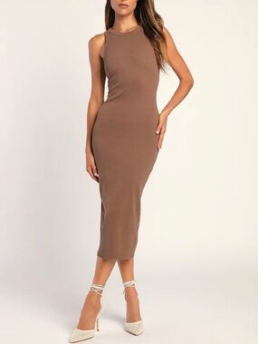 Sonoma Sleeveless Taupe Midi Dress